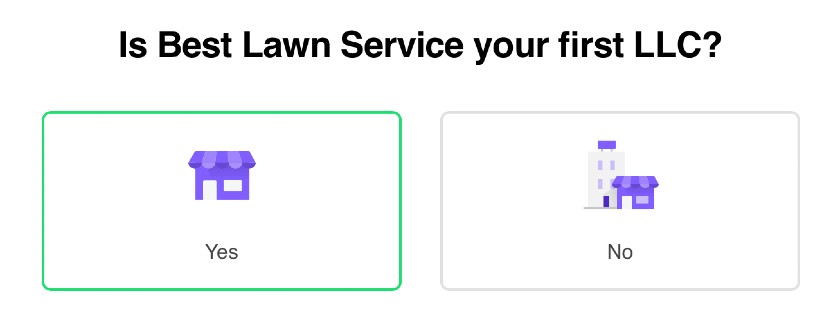 Screenshot of Best Lawn Service Business Name Confirmation