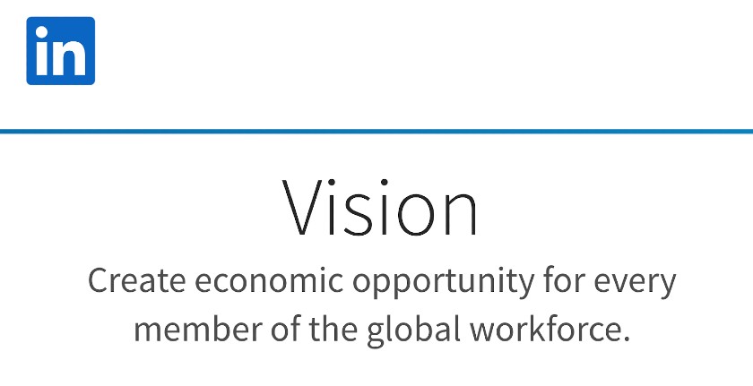 Screenshot of LinkedIn Vision Statement