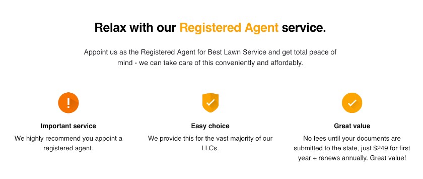 Screenshot of Registered Agent Service