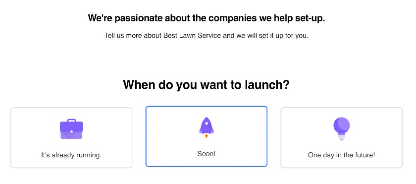 Screenshot of When Do You Want to Launch Business