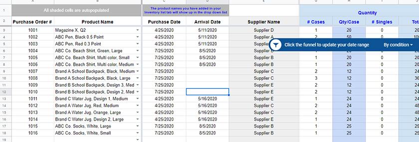 Screenshot purchase record template