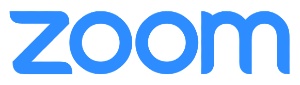 Zoom logo that links to the Zoom homepage in a new tab.