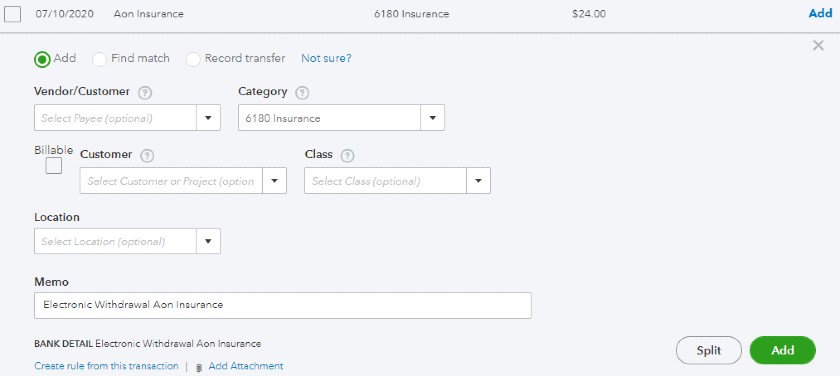 Adding Imported Bank Transactions to Check Register in QuickBooks Online
