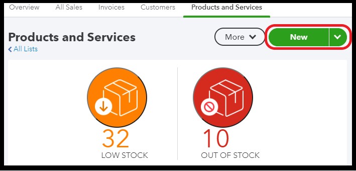 Create new product or service in QuickBooks Online
