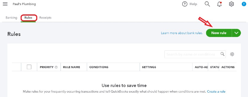Create a New Banking Rule in QuickBooks Online