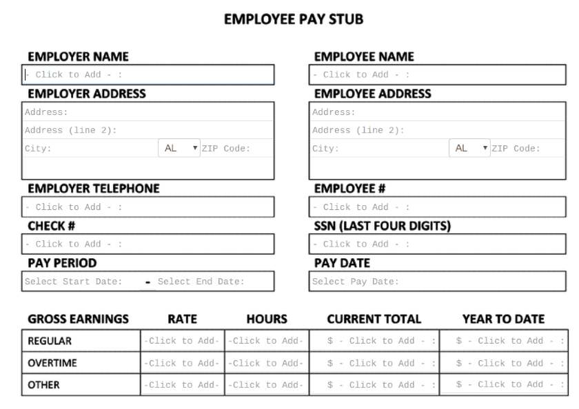 free printable pay stub templates