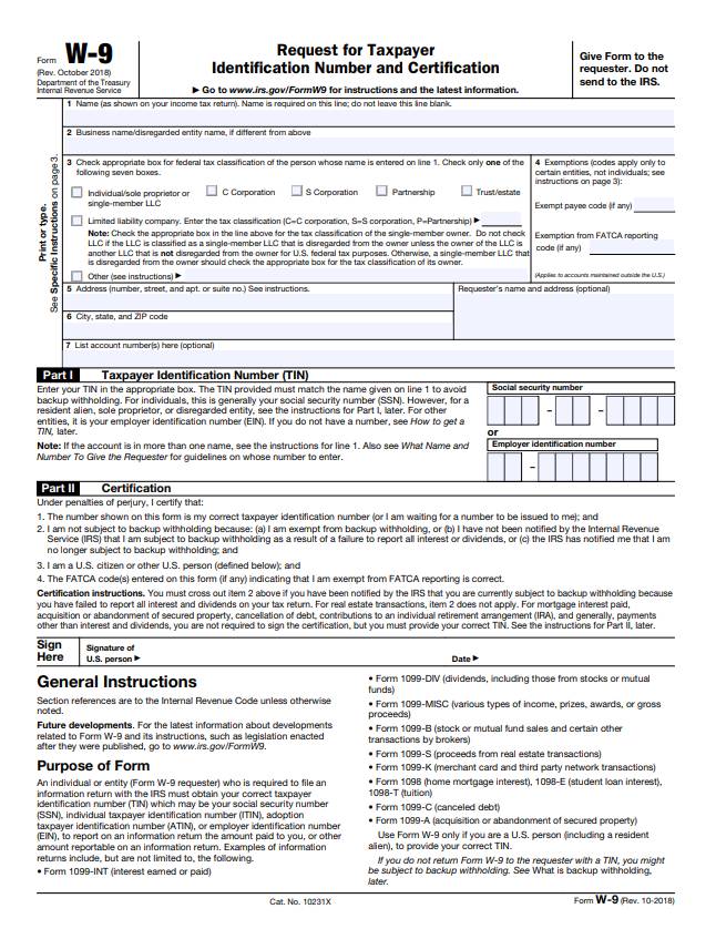 W-9 Form Canada (Guidelines)