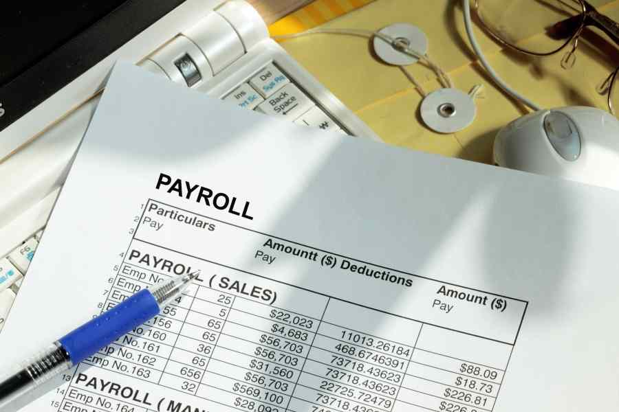 Payroll on a sheet on paper.