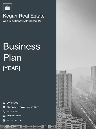 Easy to edit real estate business plan template from Upmetrics.