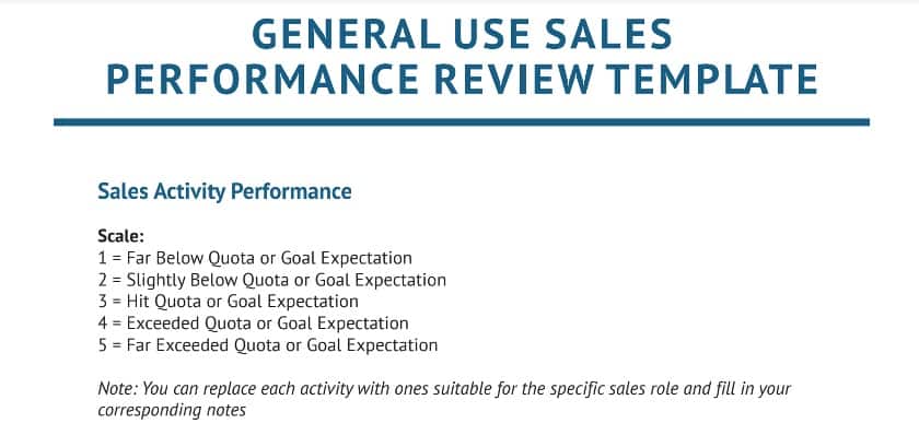 General use sales performance review template
