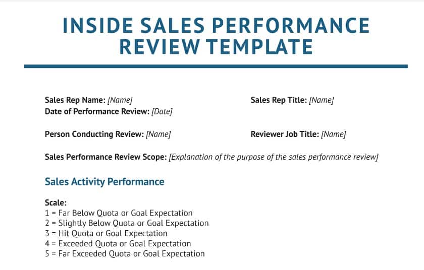 Sales Performance Review Templates Management Software