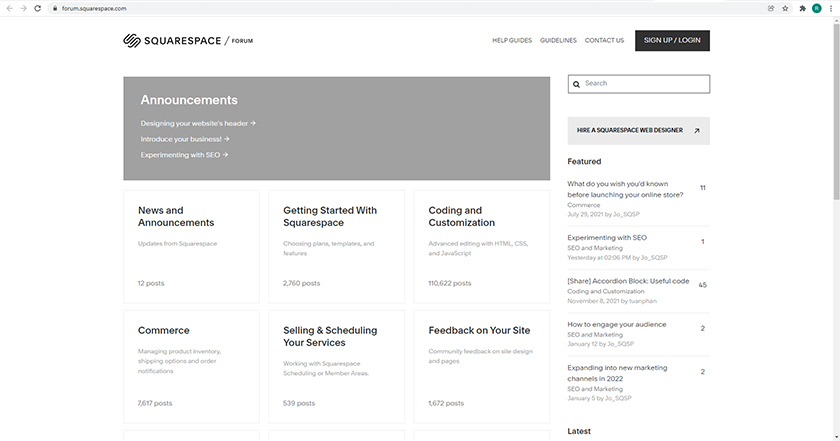 Squarespace Forum.