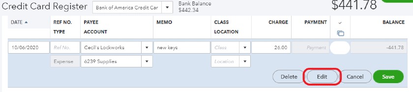 Edit to Open the Transaction Input Screen