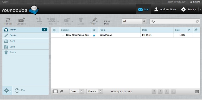 Screenshot of Bluehost Mail Inbox