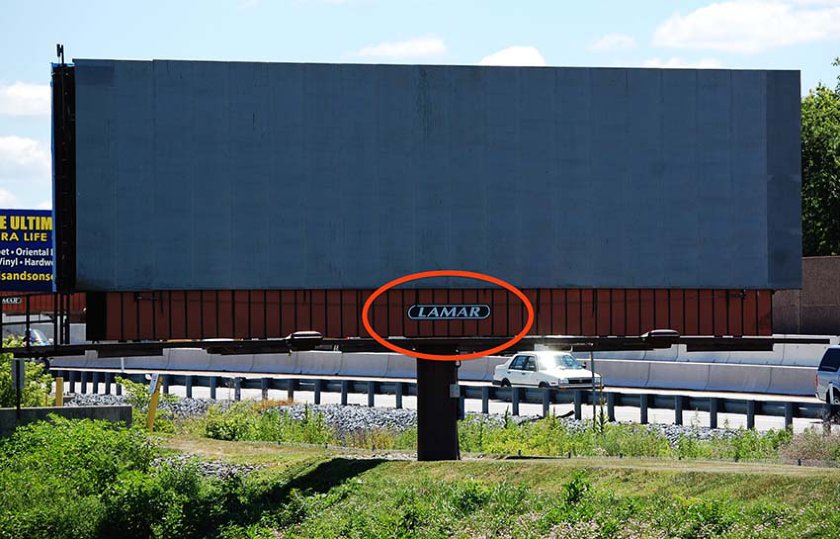 An available billboard for hire from the company Lamar.