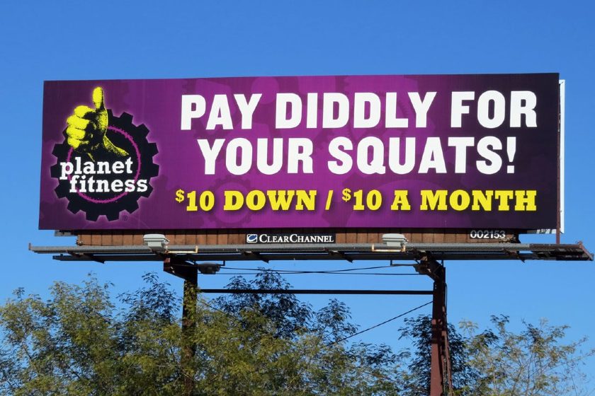 Billboard advertising a gym with a new customer discount.