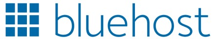 Bluehost logo that links to the Bluehost homepage in a new tab