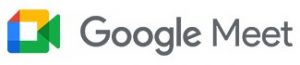Google Meet logo that links to the Google Meet homepage in a new tab