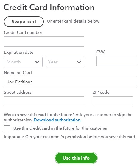 Enter Customer Credit Card Information