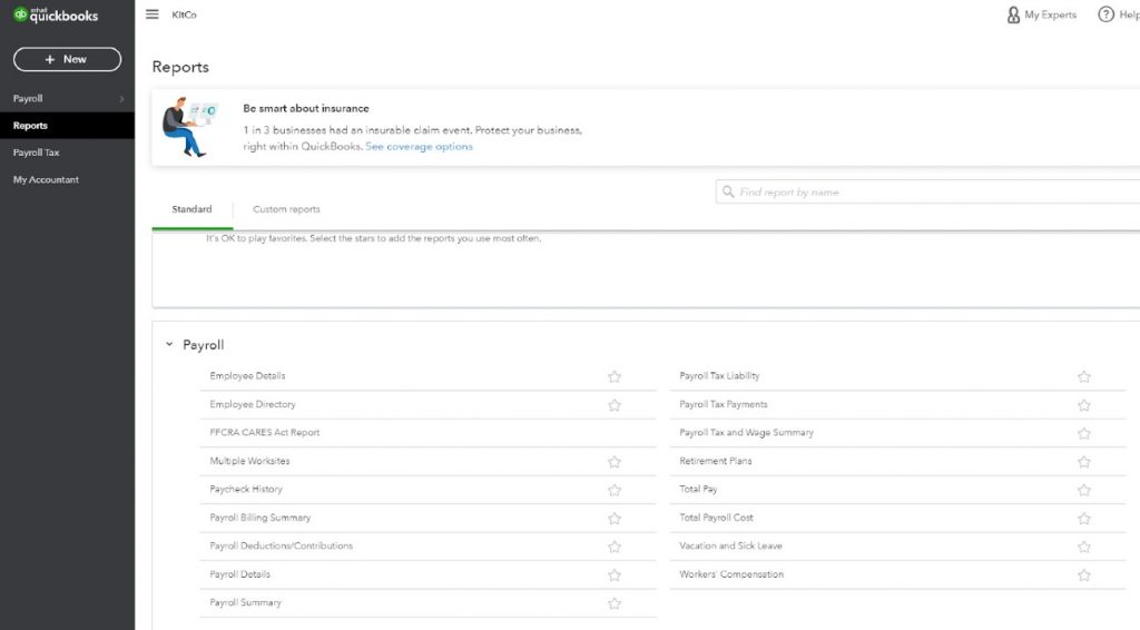 quickbooks payroll summary report