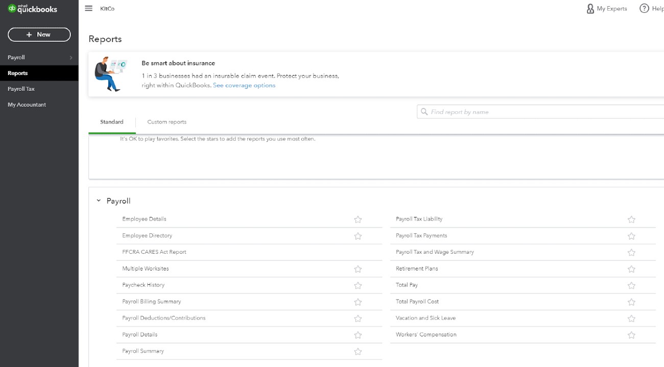 quickbooks payroll summary report