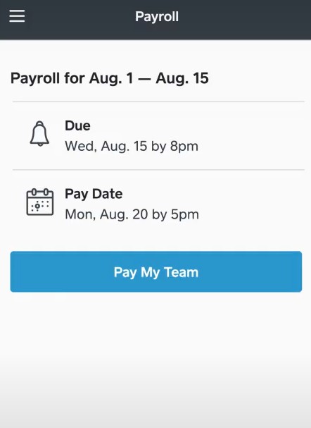 Screenshot of Scheduled Payroll on Square Payroll App