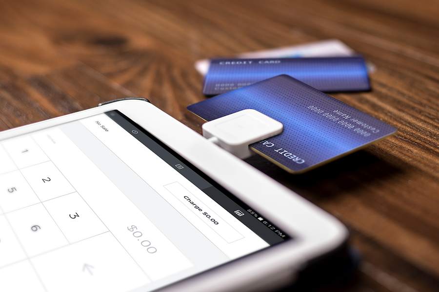 Credit card reader and a mobile phone.