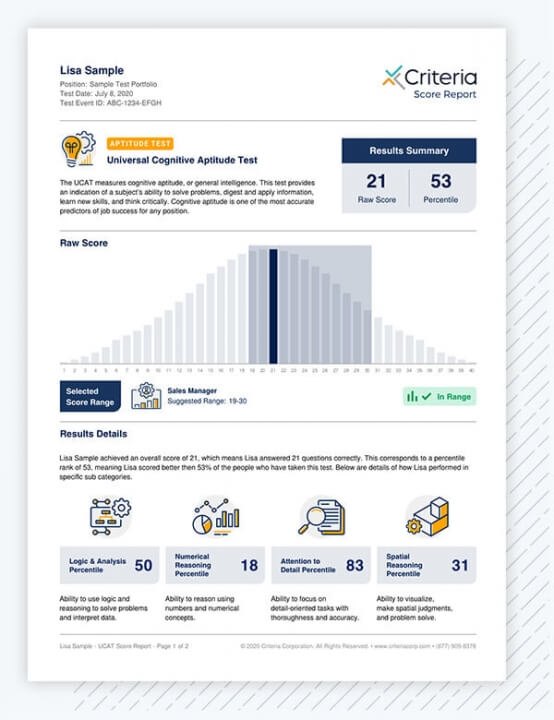 Screenshot of HireSelect by Criteria’s Universal Cognitive Aptitude Test