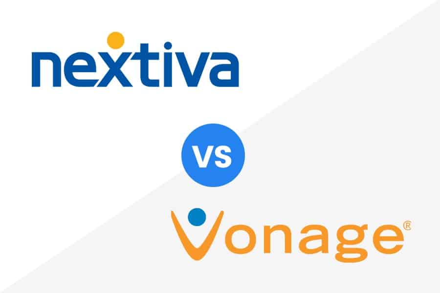 Nextiva vs Vonage logo.