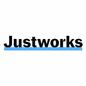 Justworks logo that links to the Justworks homepage in a new tab.