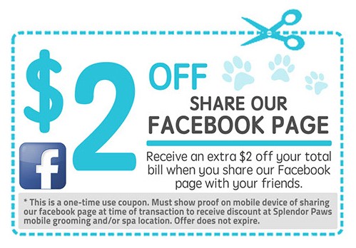 Coupons for followers who share your Facebook page.