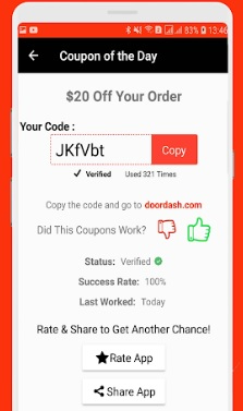 Doordash coupon of the day example.