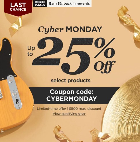 Example of coupons on Cyber Monday holiday.