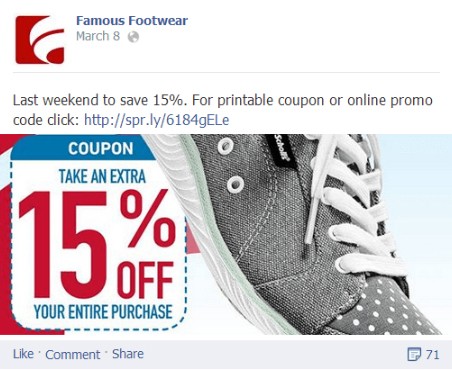 Give Facebook coupons to your followers.