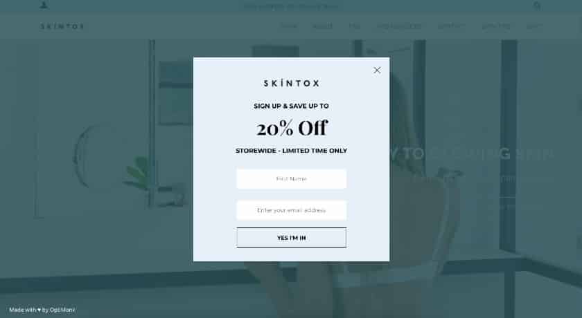 Skintox Coupon ad example