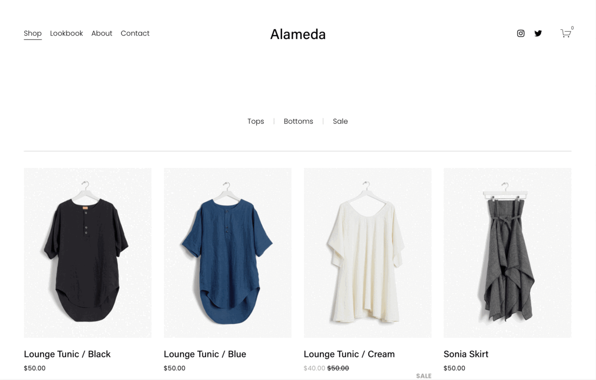 Alameda ideal Squarespace ecommerce websites template.