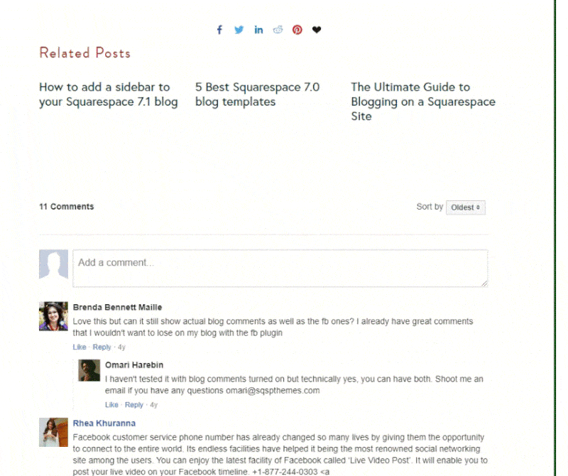 Facebook Comments plugin by SQSPTHEMES