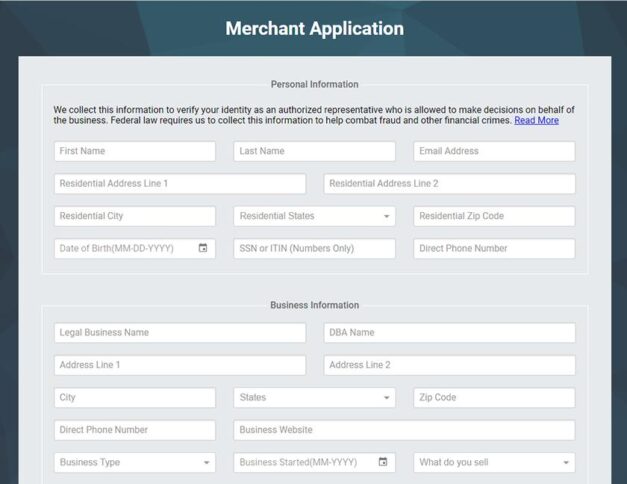 Screenshot of CDGcommerce online application