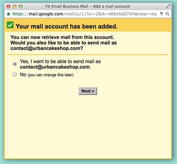 Gmail - Mail account successfully added