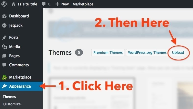 WordPress dashboard Appearance settings