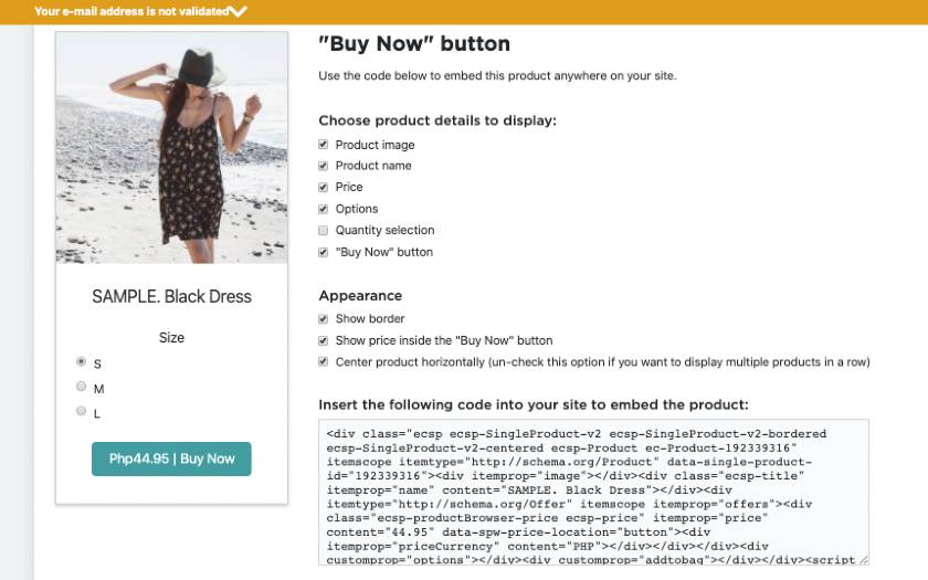 The Buy Button feature of Ecwid allows you to customize what information you would like.