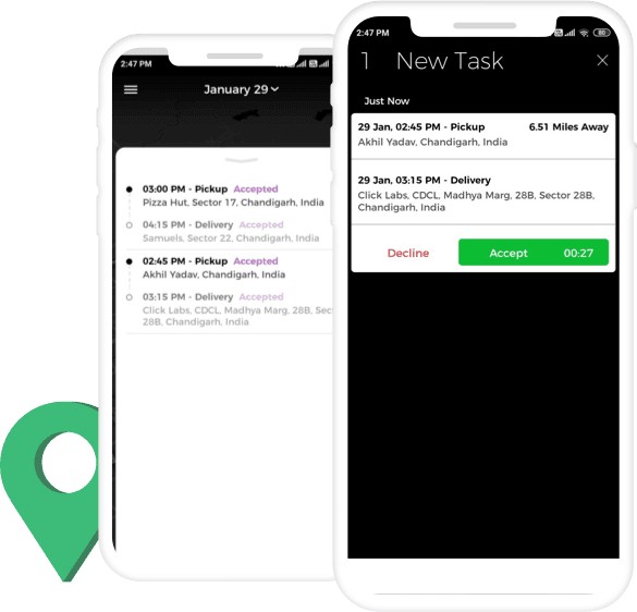 Showing Tookan driver app works on iOS and Android smartphones.