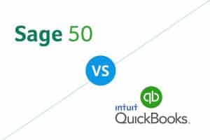Sage 50 vs Quickbooks logo.
