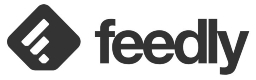 Feedly logo that links to Feedly homepage in new tab