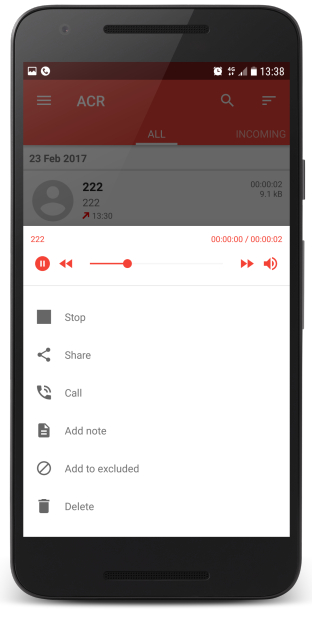 ACR Call Recorder easy-to-use interface