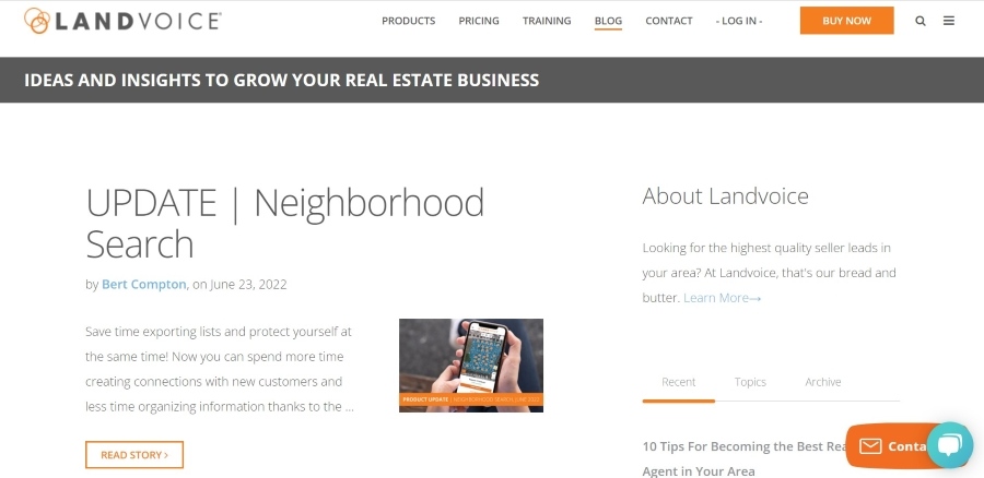 Screenshot of Landvoice latest blog posts