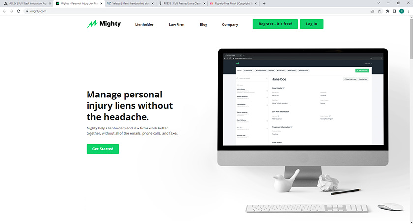 Mighty website with favicon using their company logo
