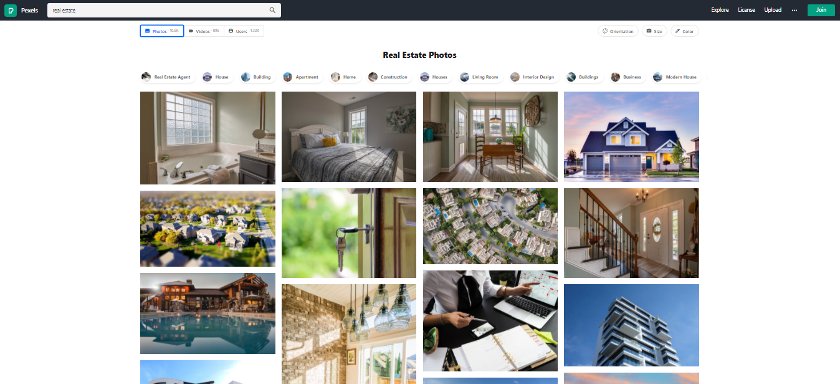 Pexel real estate photo library