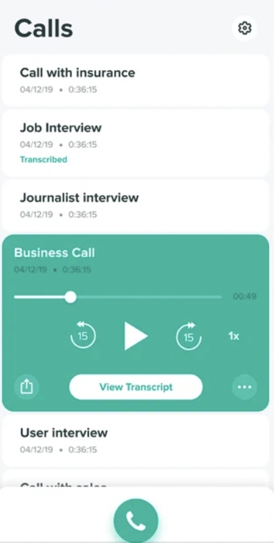 Rev Call Recorder review recordings with quick 15-second jumps