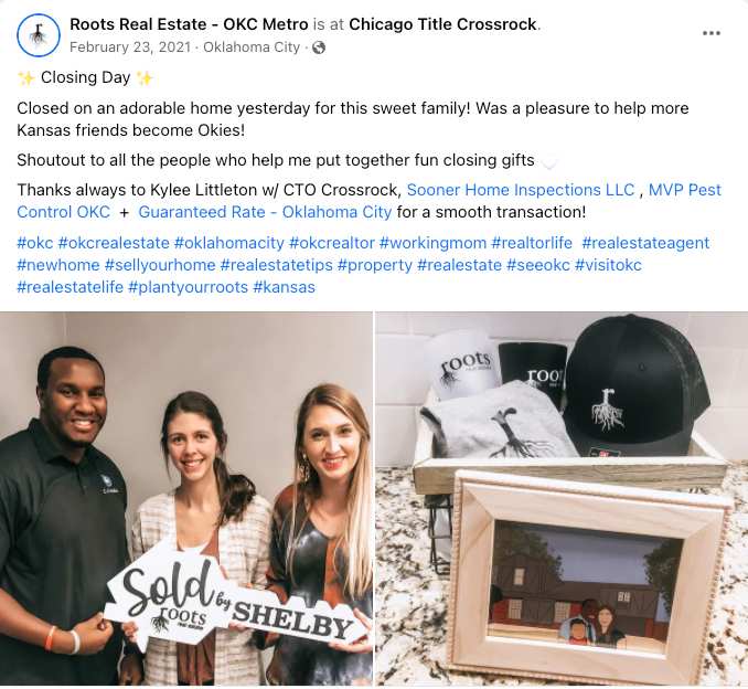Roots Real Estate social media post example